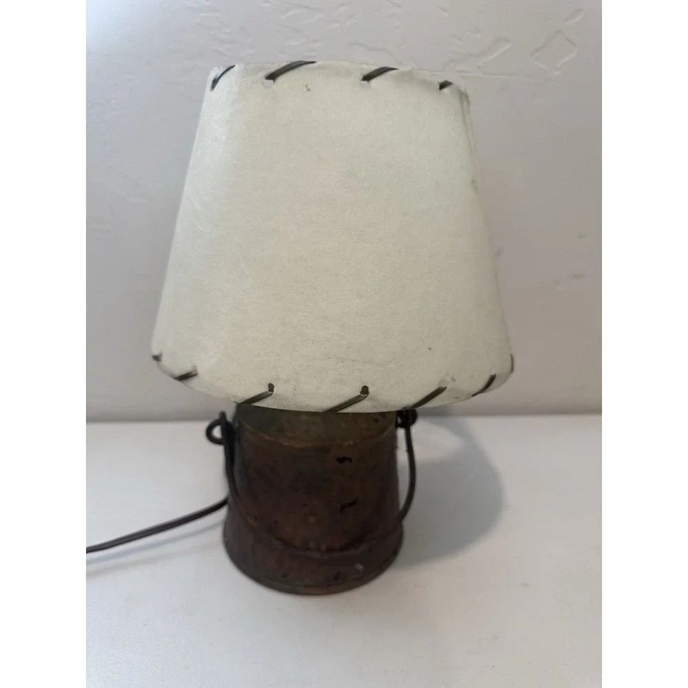 Vintage Solid Copper Lamp With Shade  Art 9